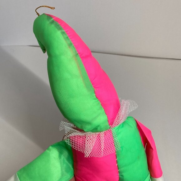 Vintage Rubber Faced Clown Plush Doll Toy Unbranded Red Green White 14" - Picture 3 of 14